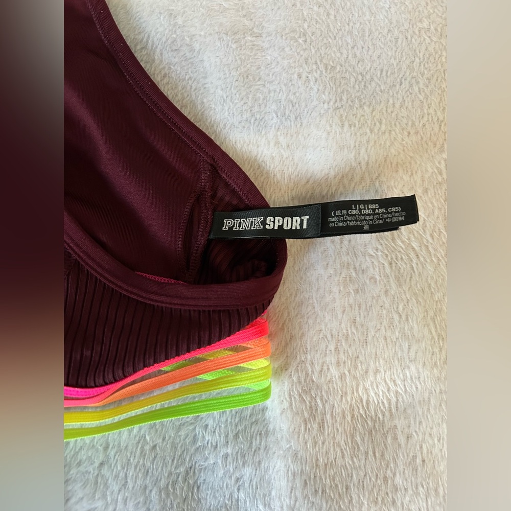 PINK Victoria's Secret Black Sports Bra with Colorful Logo (2 TOTAL) - Picture 4 of 4